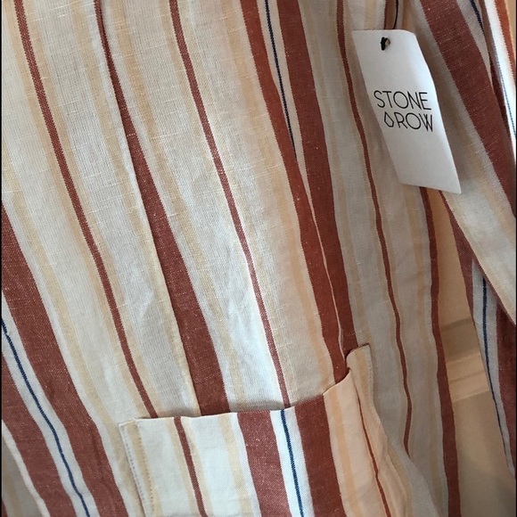 NWT Stone Row Stripped Linen Blazer Size XS - Picture 3 of 15